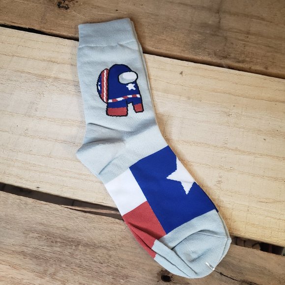 Among Us Captain America Inspired Texas Flag Adult Socks - Picture 1 of 2